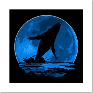 Blue Whale Moon Posters and Art